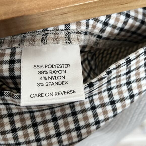 Tommy Hilfiger Womens Plaid Capri Pants White Brown Size 14 Career Work - Picture 6 of 6